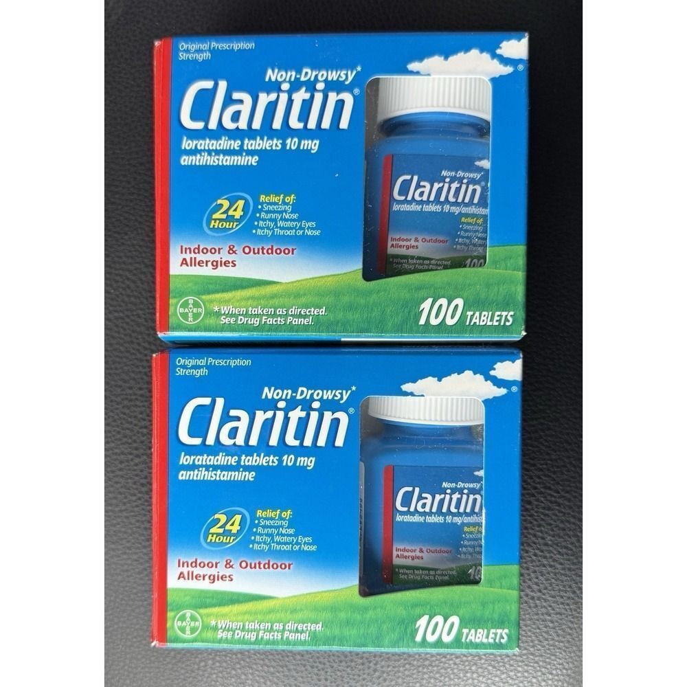 Claritin 24hr Non-Drowsy Allergy Medicine 10mg 100 Count Lot Of 2 = 200 07/2027